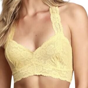 FREE PEOPLE Intimately Galloon Lace Racerback Bralette Size Medium Yellow NEW
